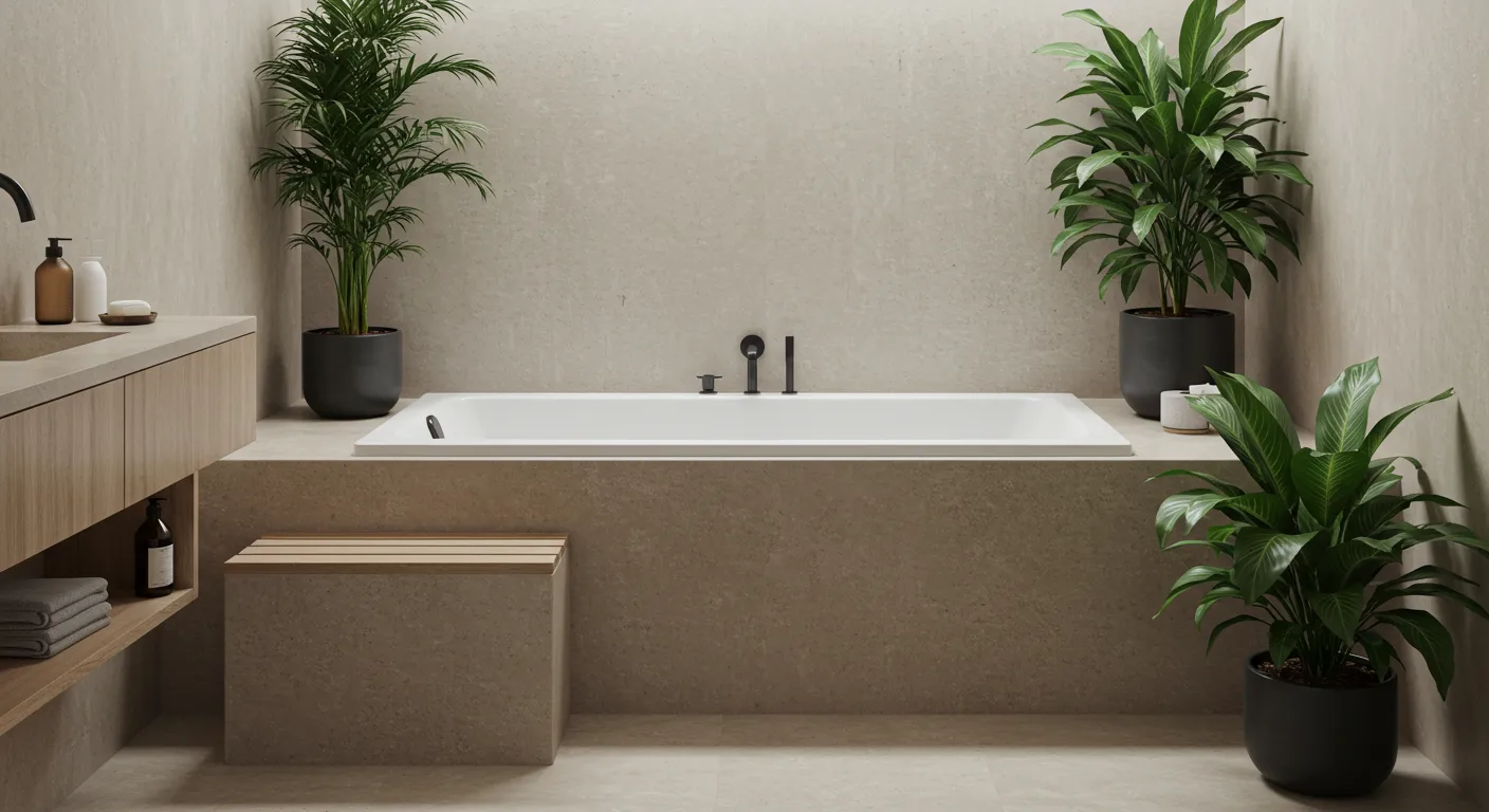 Luxury bathroom with a bold microcement