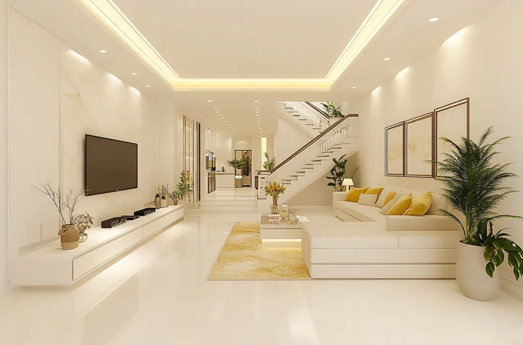 Smooth interior render finish in a Newcastle home
